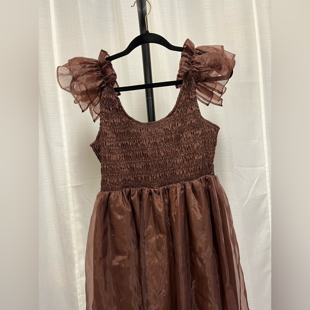 Sofie the label taffeta midi brown dress whimsigoth/fairycore style | size S - Picture 5 of 8